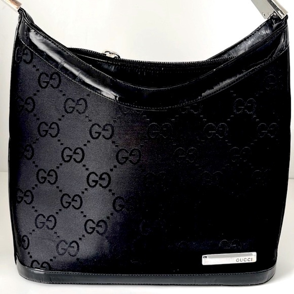 GUCCI VINTAGE BLACK HANDBAG Patent leather Details. Made in Italy - Picture 8 of 12